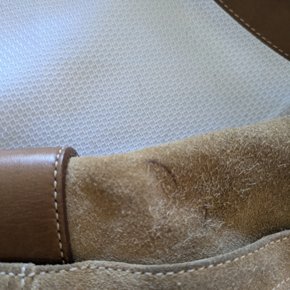 Coach Vintage Tan Suede Hobo Bag with 2 small ink marks. - Picture 3 of 8